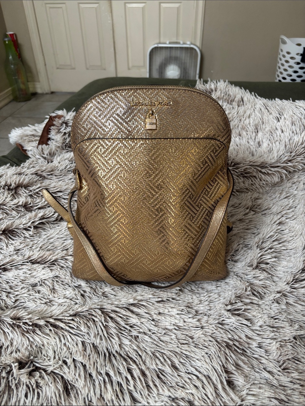 Michael Kors Bronze Metallic Patterned Backpack